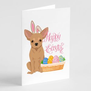 Whimsical A7 Tamaño 5x7 Gold Chihuahua Easter Tarjetas de felicitación Paquete de 8 tarjetas de nota en blanco con sobres - Product Image 1
