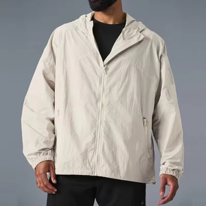Custom <b>Men's</b> Nylon Windbreaker <b>Jacket</b> with Stand Collar Breathable Casual Style <b>Summer</b> Zipper Track Soft Shell <b>Jacket</b> for <b>man</b> - Product Image 5