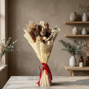 Ramo de Flores Secas Naturales, Arreglo Preservado Hecho a Mano, 20-25 Pulgadas de Alto, Mini Ramo para Regalo de Boda, San Valentín, Navidad - Product Image 3