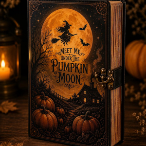 Diario de Cuero Luna Calabaza, Cuaderno de Brujería de Halloween, Diario de Escritura Vintage Estilo Academia Oscura, Regalo de Otoño, Grimorio - Product Image 3