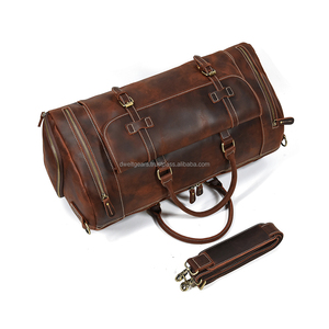 Sac de sport en cuir véritable avec fermeture éclair, imperméable, léger, grande capacité, sac de voyage avec séparation humide/sec, personnalisable - Product Image 3