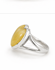 Ha Gems Sterling <b>Silver</b> Oyster Stone Heart-Shaped Oval <b>Ring</b> for <b>Men</b>/Unisex/Women-Original Style Everyday Wear Anniversary - Product Image 4
