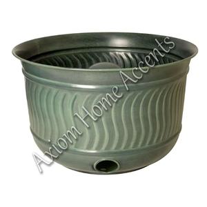 <b>Vintage</b> Weather-Resistant Steel Garden Hose Pot With Lid by Axiom Home Accents for Storing Hose <b>Reels</b> Outdoors - Product Image 5