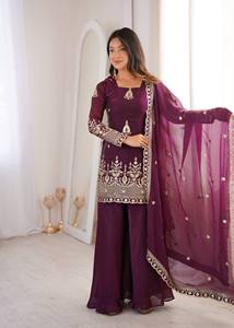 Women Embroidered Sharara Suit Set with Dupatta for <b>Party</b> Wear Designer Ethnic Palazzo Outfit - Product Image 2