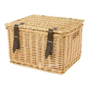 Cesta de bicicleta de ratán con tapa, cesta de lujo para manillar de bicicleta de mimbre con correas de cuero - Product Image 1