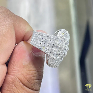 Luxury Baguette Moissanite Diamond <b>Ring</b> For <b>Men</b> White Gold Hip Hop Iced Out Jewelry - Product Image 2