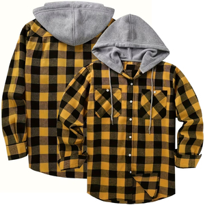 High Quality <b>Flannel</b> <b>Jacket</b> For Adult Black Yellow Box Printed Warm Outdoor And Casual Winter Wear Fashion Soft <b>Flannel</b> Coat - Product Image 4