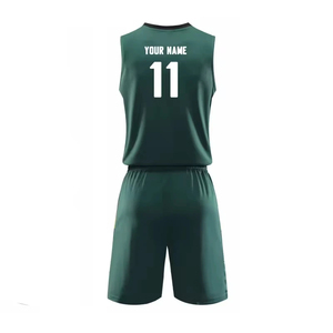 Conjunto de Uniforme de Baloncesto Personalizado, Degradado Verde, Cuello en V, Sin Mangas, Absorbente de Humedad, Unisex para Adultos - Product Image 3