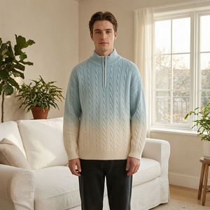 Ropa de estilo americano, suéter grueso para hombre, antiencogimiento, tejido jacquard, cuello redondo, venta al por mayor, con logotipo personalizado, OEM, ODM - Product Image 4
