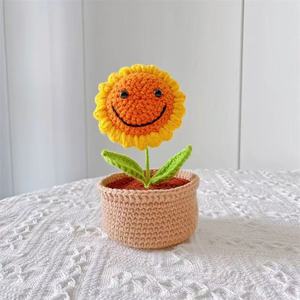 Nouveau pot de fleurs décoratif en crochet avec motifs animaux, fleur de tournesol parfumée, plante éternelle - Product Image 1