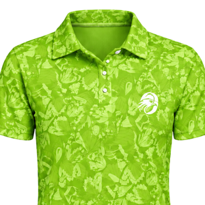 Polo de Golf Verde Lima para Mujer, Manga Corta, Estampado Floral, Deportivo, Personalizado, Transpirable, Venta al Por Mayor - Product Image 3
