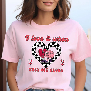 Camiseta de Mujer con Estampado de Corazones Rosados, Cuello Redondo, Corte Holgado, Manga Corta, Informal, 100% Algodón, Tejido Jersey, Primavera Verano - Product Image 4