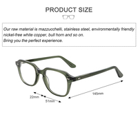 Lunettes de soleil OEM de haute qualité, carrées, tendance, vert foncé, lunettes de soleil Mazzucchelli pour hommes et femmes