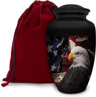Urnes Métalliques Patriotiques Aigle Noir pour Cendres, Urnes Commémoratives en Métal pour Présentation à Domicile
