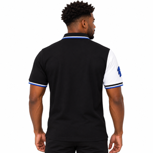 เสื้อโปโลชายสีบล็อก แบรนด์ Phi Beta Sigma สีน้ำเงินกรมท่า ดำ ขาว แขนสั้น ปักลายตราสัญลักษณ์ ชุดลำลองสำหรับสมาคมนักศึกษา - Product Image 2
