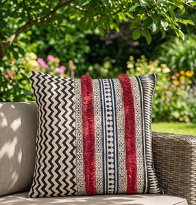 Funda de Almohada Tradicional Multicolor con Estampado a Mano, Cojín Decorativo de Algodón para Decoración del Hogar Estilo Boho - Product Image 1