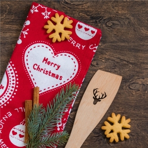 Serviette de cuisine tissée avec motif de Noël, broderie, douce et à séchage rapide, 100% coton, design personnalisable pour une utilisation en cuisine - Product Image 5