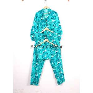 Ensemble de pyjama bohème à imprimé floral 100% coton respirant, doux et romantique pour femmes, taille élastique, haut et bas à manches longues - Product Image 6