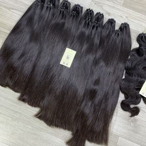 Extensiones de cabello virgen vietnamita natural negro, ondulado y liso, de doble trama, cosidas a máquina, al por mayor, directamente de fábrica. - Product Image 2