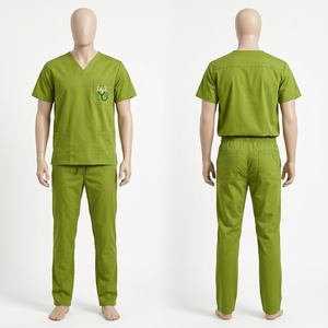 Uniforme Médico para Hombre, Poliéster, Viscosa, Spandex, 180 GSM, Morado, Cuello en V, Manga Corta, Bolsillo en el Pecho, Logotipo Bordado, Impresión por Transferencia de Calor - Product Image 4