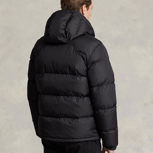 Men's Black Hooded Puffer <b>Jacket</b> <b>Waterproof</b> Breathable Reversible Anti-UV Eco-Friendly Winter <b>Warm</b> Zipper Closure Casual Style - Product Image 3