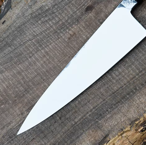 Couteau de chef de style japonais en acier au carbone forgé à la main de qualité supérieure, manche en bois, finition haute brillance, fournisseur de couteaux de cuisine sur mesure - Product Image 6