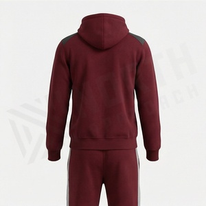 Men's Hooded Tracksuit Color Blocking Zipper Front Full Sleeve Casual Sportswear Autumn Wear Polyester Cotton <b>Blend</b> - Product Image 2
