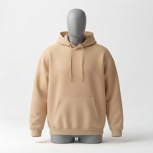 Sweat-shirt à capuche unisexe beige en polaire de qualité supérieure, pull décontracté en polyester/coton 300g, fabricant de vêtements personnalisés écologiques - Product Image 2