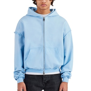 Premium Oversized <b>Zip</b> Hoodie Manufacturer Custom Blank Washed <b>Hooded</b> Sweatshirt For Clothing Brands - Product Image 1
