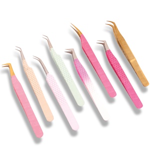 Pince à cils à pointe incurvée et volumineuse à poignée texturée Meilleure vente Couleur et logo personnalisés pour une utilisation en beauté - Product Image 4