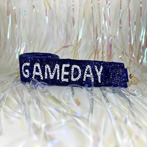 Cotton Glass Beaded Purple and <b>Yellow</b> Handmade Sports Style Purse Strap Bag Accessory with Customization Perfect for Gameday - Product Image 4