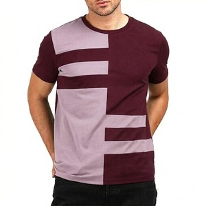 Camiseta Moderna con Paneles Geométricos para Hombre, Manga Corta, Algodón Suave, Transpirable, Informal, para Verano, Cómoda, Estilo Urbano - Product Image 1