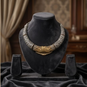 DIVYORO Women's ANTIQUED SILVER-TONED FLORAL <b>LONG</b> ADJUSTABLE COLLAR <b>NECKLACE</b>-Gift - Product Image 2