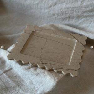 Plateau de service rectangulaire en marbre beige, fait main, moderne, résistant au feu, décoratif pour la cuisine, le salon, la villa, revêtement mural - Product Image 2