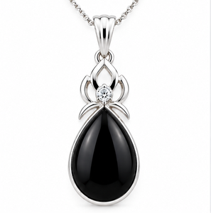 Pendentif en argent onyx noir, collier en onyx noir en forme de larme, pendentif en argent sterling 925, bijoux élégants en pierres précieuses, cadeau pour elle - Product Image 1