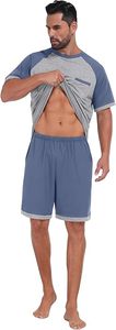 Conjunto de camiseta y pantalones cortos de verano para hombre, talla grande, informal, con bloques de color, de punto, poliéster y algodón, dos piezas. - Product Image 5