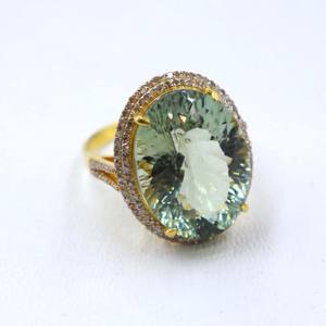 Anillo de Plata de Ley 925 Chapado en Oro con Amatista Verde Natural y Diamantes, Anillo de Regalo con Piedras Preciosas para Mujer - Product Image 6