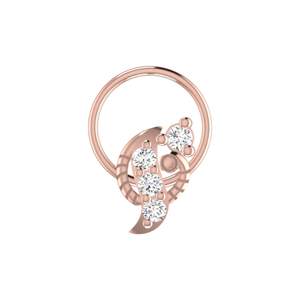 AJRETAIL Joyería Fina de Oro de 14K con Diseño de Ola Mística, Piercing para la Nariz con Diamante Natural de 0.08ct - Product Image 2