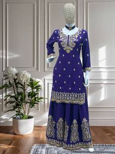 Women's Modern Chinon <b>Silk</b> Embroidered <b>Kurta</b> Set with Dupatta for Wedding Occasions Quick Dry Regular Fit - Product Image 6
