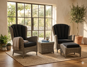 Outdoor Rattan Wicker Patio Furniture Set Luxury Garden Armchair With Cushion Cushion Footrest Tea <b>Table</b> <b>Balcony</b> Conversation - Product Image 6