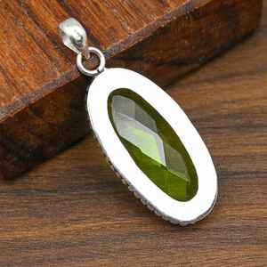 Peridot Gemstone Pendant Handmade 925 Sterling Silver Oval Shape Pendant Natural Jewelry <b>Gift</b> For Valentine - Product Image 6