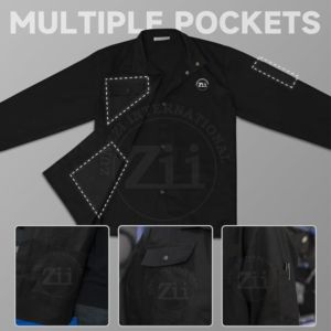 Chaqueta de Trabajo Negra ZUNEZI, Resistente al Calor, Manga Larga, Logotipo en la Espalda, con Bolsillo para Respirador, Protección Contra Incendios para Mecánicos y Electricistas - Product Image 2