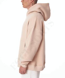 เสื้อฮู้ด100% ผ้าฝ้ายสีเบจธรรมดาขนาดใหญ่สำหรับผู้ชายเสื้อผ้าแนวสตรีทในเมือง2025สินค้า OEM - Product Image 3