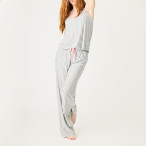 Conjunto de Pijama Térmico de Algodón Tejido para Mujer, Mangas Cortas, Pantalones Cortos, Cintura Elástica, Ropa de Dormir Informal para Verano - Product Image 2
