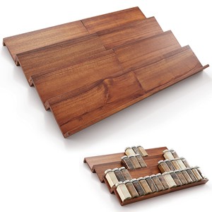 Bamboo <b>Spice</b> Rack Organizer with Glass <b>Jars</b> | Wholesale Kitchen Storage - Product Image 5