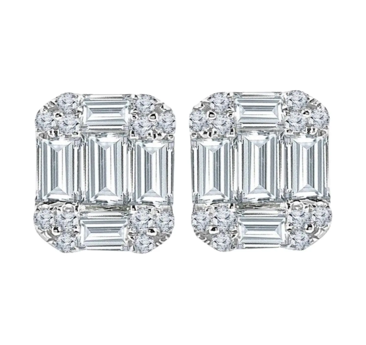 High Quality Elegant Earrings in white gold with natural diamonds fine earring for Girl and Woman