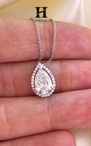 Pendentif halo en diamant de laboratoire taille poire certifié IGI, collier goutte d'eau en or blanc 14 carats pour femme, fabricant de bijoux fins - Product Image 3