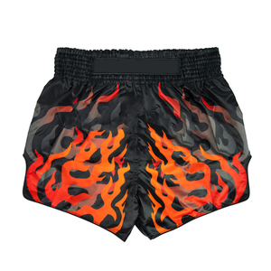 Pantalones Cortos Negros de MMA para Hombre con Estampado de Llamas Rojas, Secado Rápido, Poliéster, Ropa de Artes Marciales, Corte Regular, Talla Adulto - Product Image 3