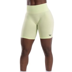 Shorts de compression sans couture jaune clair pour femme, taille mi-haute, anti-transparence, extensibles, pour la gym, la course, le yoga et l'entraînement - Product Image 1
