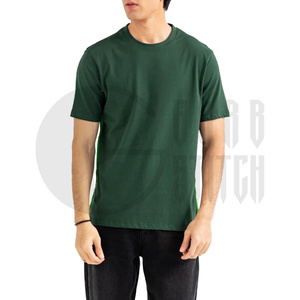 T-shirt vert à manches courtes pour homme, 100 % coton, col rond, coupe classique, écologique, logo sur le devant - Product Image 2